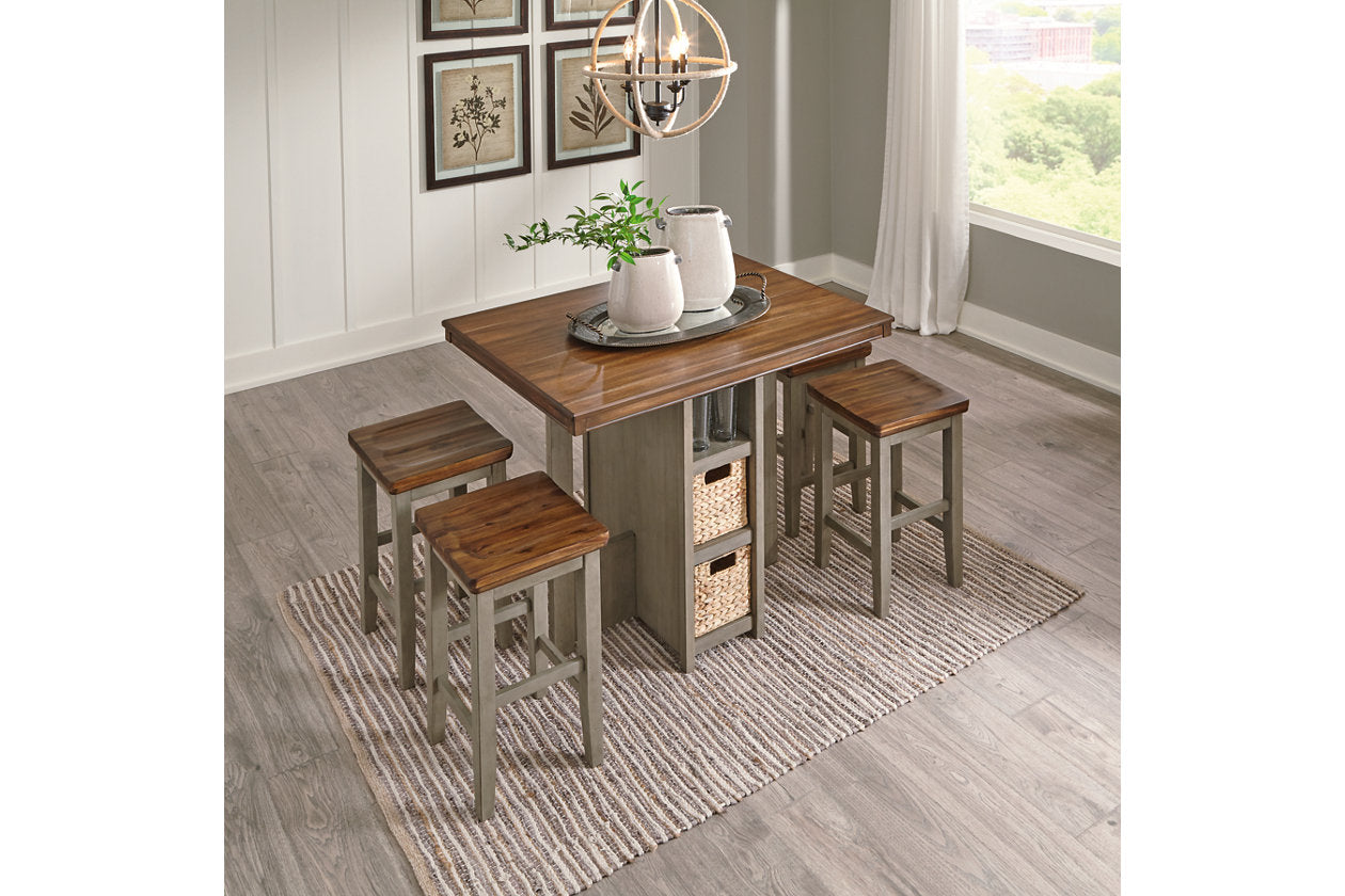 Lettner Gray/Brown 5-Piece Counter Height Set