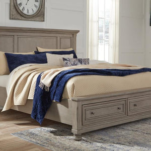 Lettner Light Gray King Panel Storage Bed