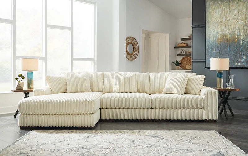 Ashley Lindyn Ivory 3-Piece LAF Chaise Sectional