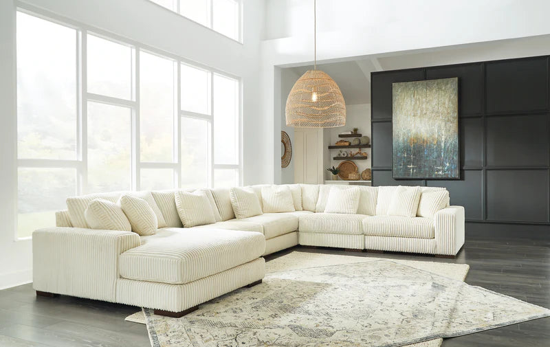 Ashley Lindyn Ivory 6-Piece RAF Chaise Sectional