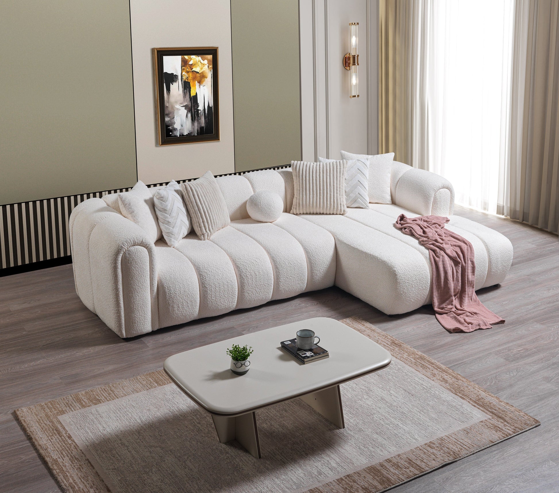 Lis Ivory Boucle RAF Sectional