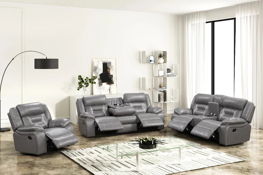 Luka Gray 3-Piece Reclining Living Room Set