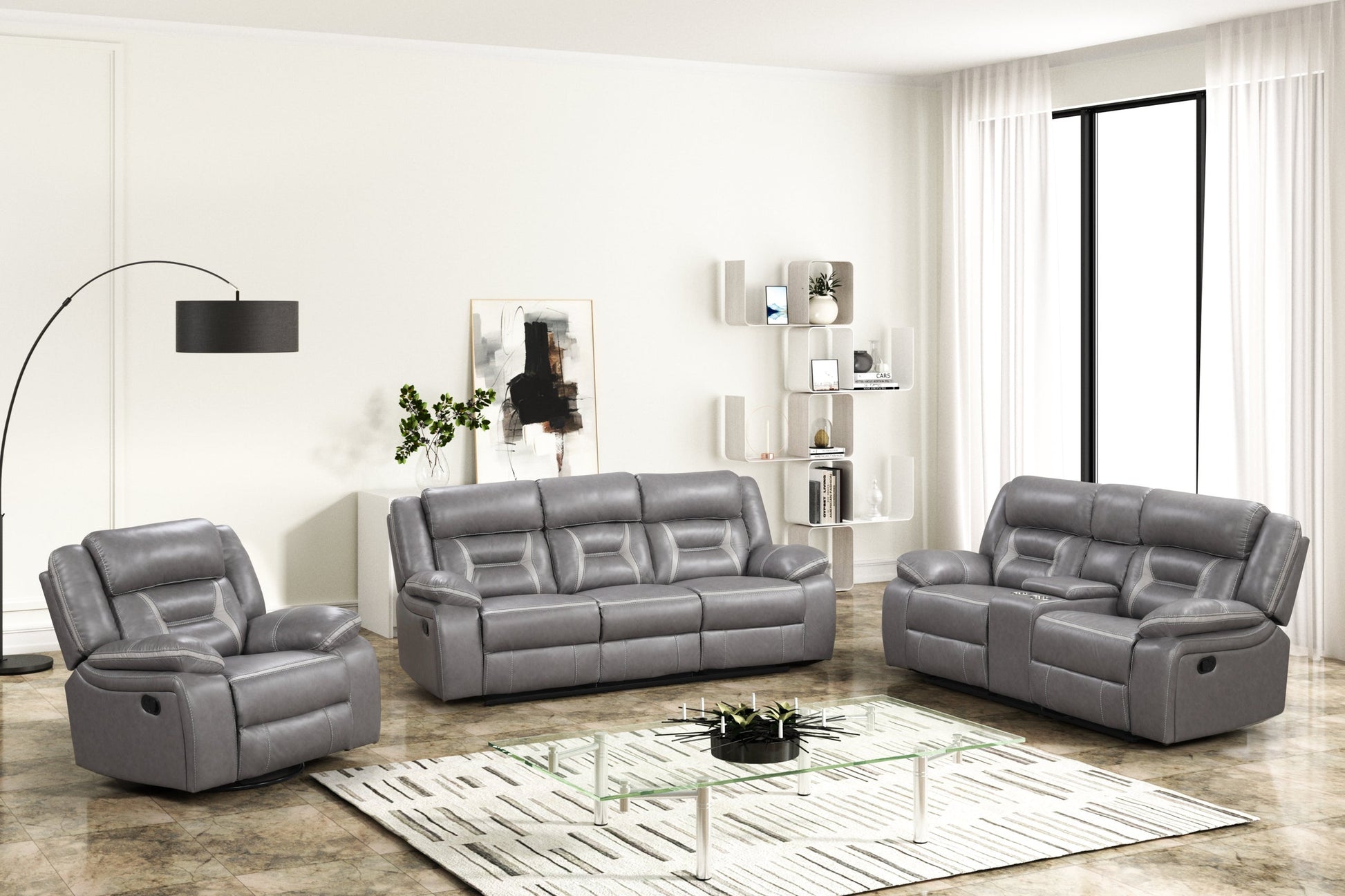 Luka Gray 3-Piece Reclining Living Room Set