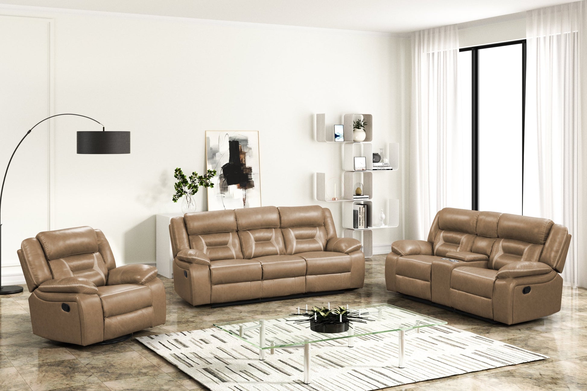 Luka Brown 3-Piece Reclining Living Room Set