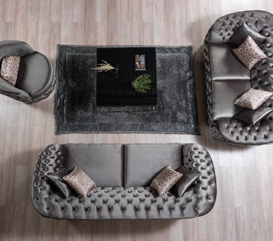 Lupino Gray Velvet Sofa & Loveseat