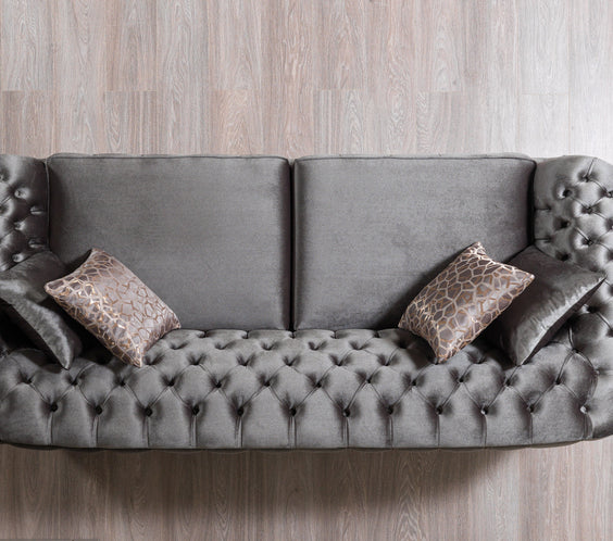 Lupino Gray Velvet Sofa & Loveseat