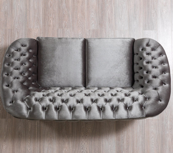Lupino Gray Velvet Sofa & Loveseat