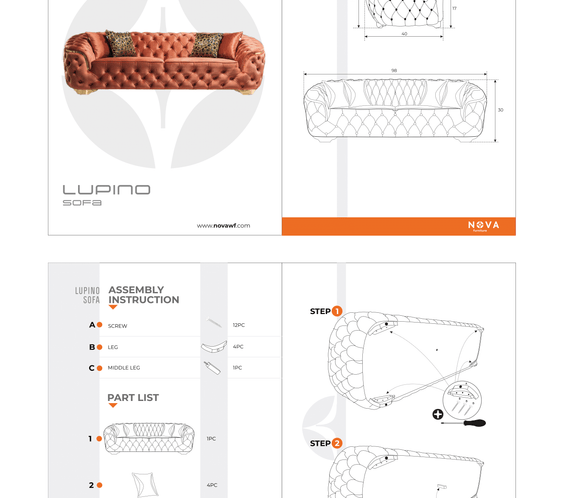 Lupino Gray Velvet Sofa & Loveseat