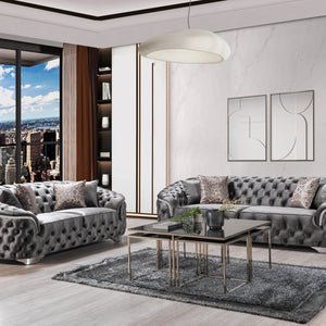 Lupino Gray Velvet Sofa & Loveseat