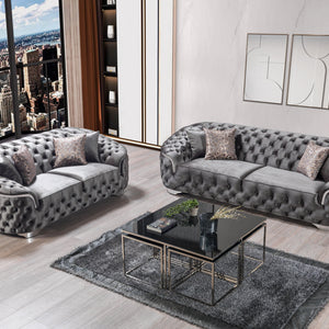 Lupino Gray Velvet Sofa & Loveseat