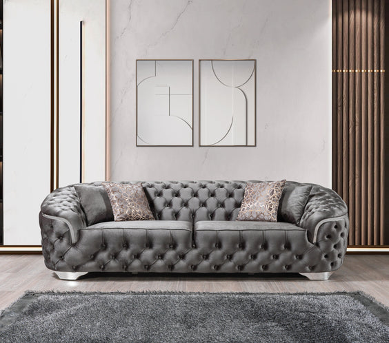 Lupino Gray Velvet Sofa & Loveseat