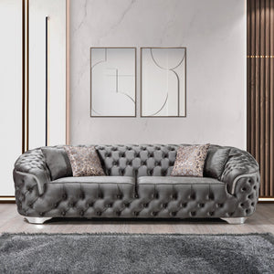 Lupino Gray Velvet Sofa & Loveseat