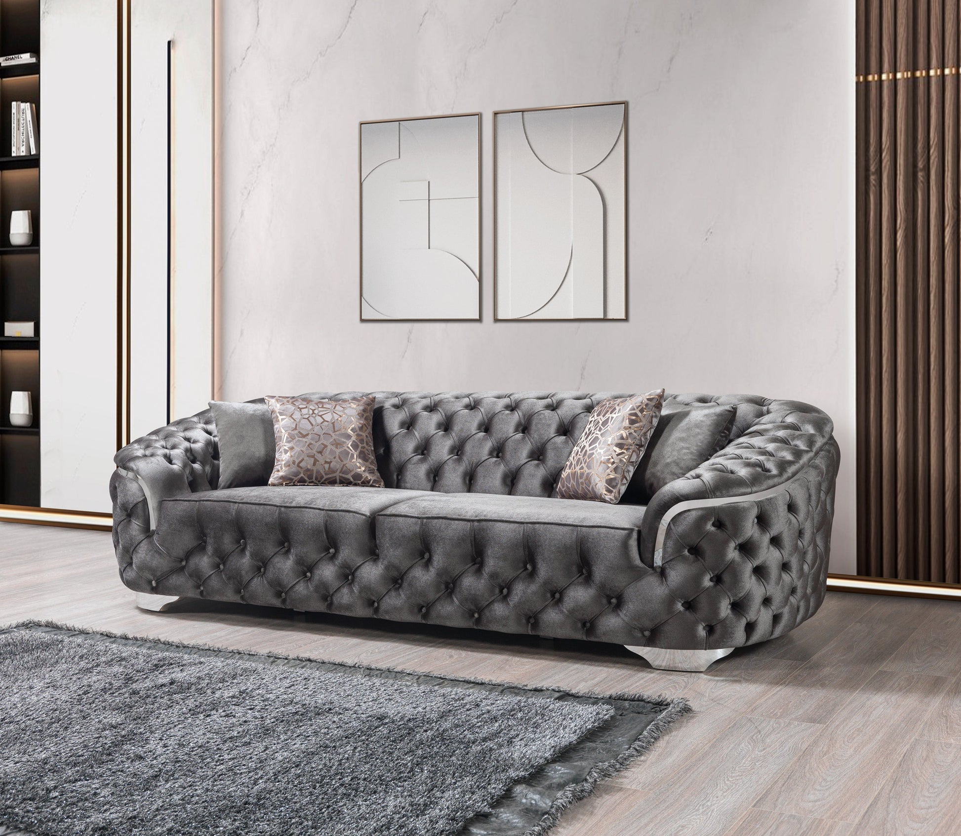 Lupino Gray Velvet Sofa & Loveseat