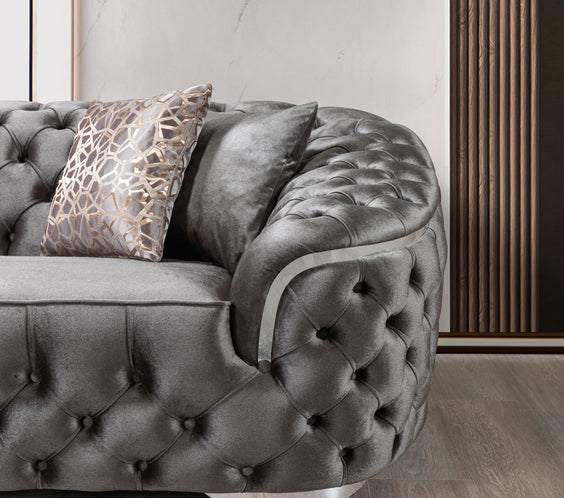 Lupino Gray Velvet Sofa & Loveseat