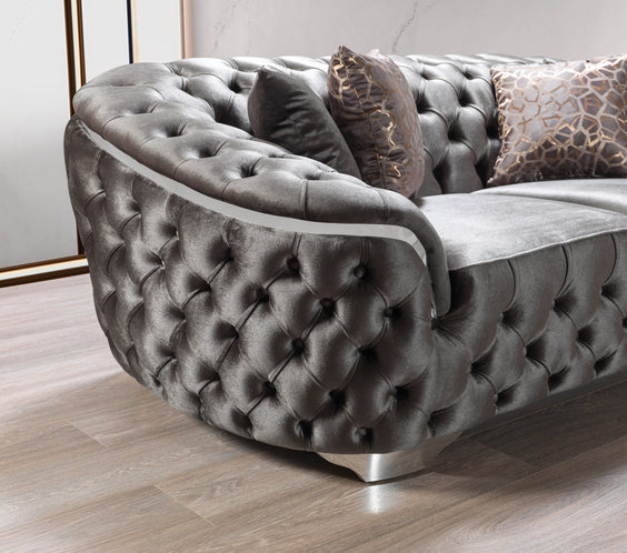 Lupino Gray Velvet Sofa & Loveseat