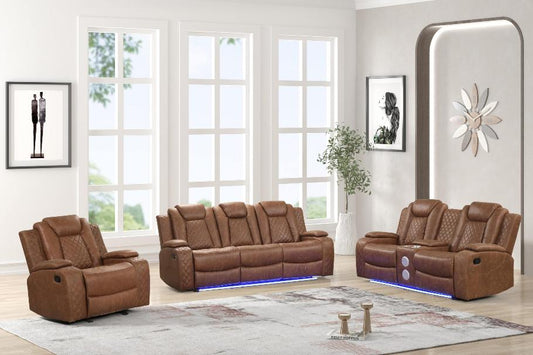 Luz Saddle 3-Piece Reclining Living Room Set