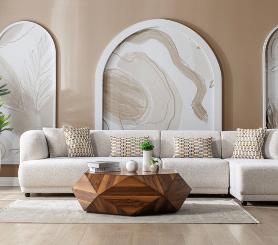Lyna Ivory 3-Piece RAF Sectional