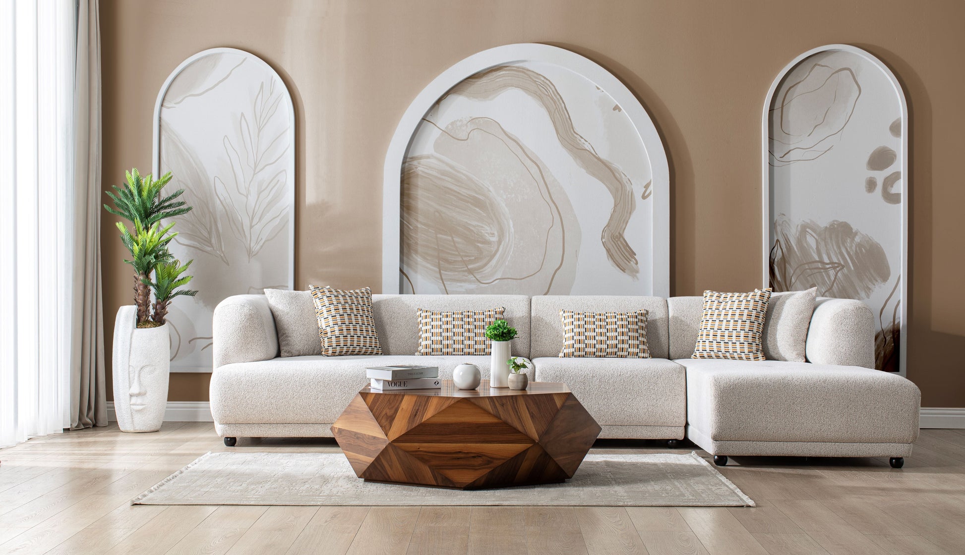 Lyna Ivory 3-Piece RAF Sectional