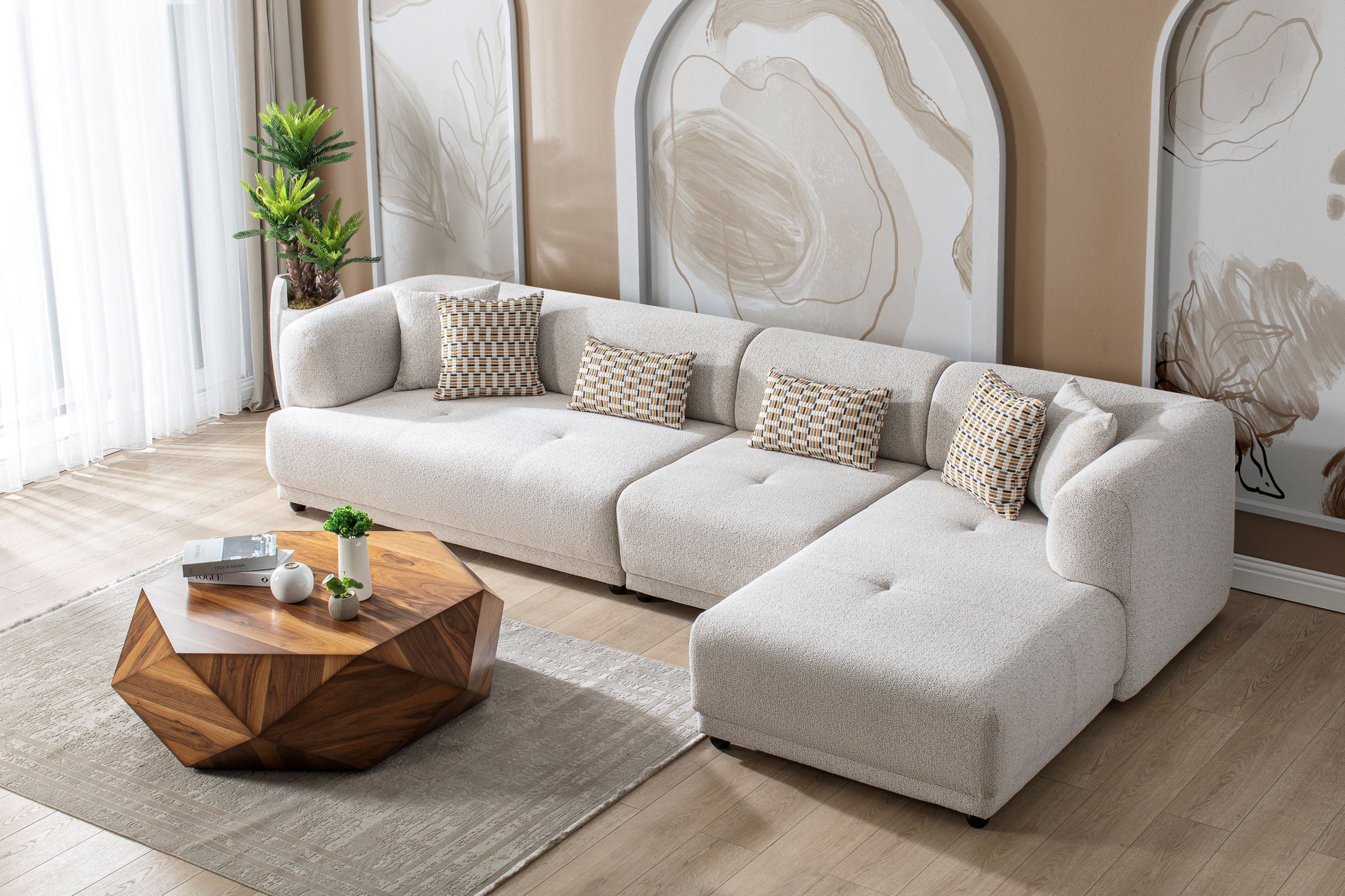 Lyna Ivory 3-Piece RAF Sectional