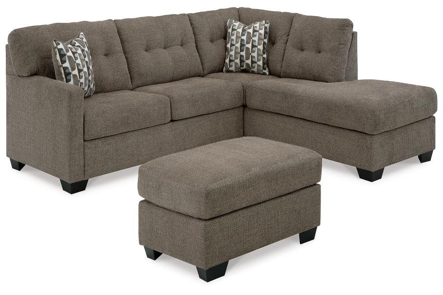 Mahoney 2-Piece Sectional with Ottoman in Chocolate