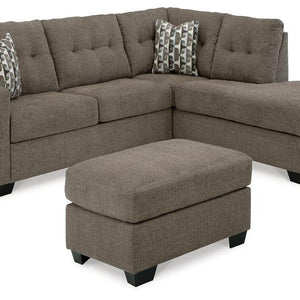 Mahoney 2-Piece Sectional with Ottoman in Chocolate