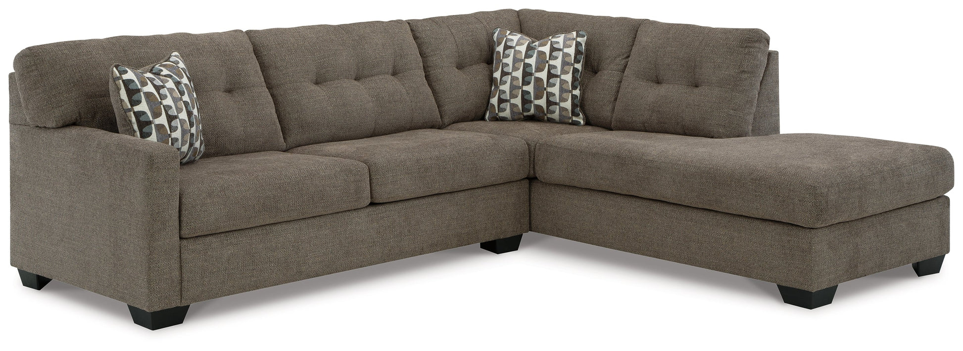 Mahoney 2-Piece Sectional with Ottoman in Chocolate