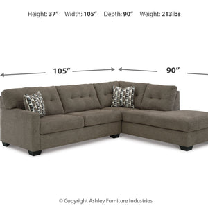 Mahoney 2-Piece Sectional with Ottoman in Chocolate