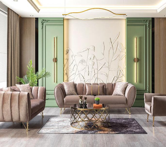 Merida Coffee Velvet Sofa & Loveseat