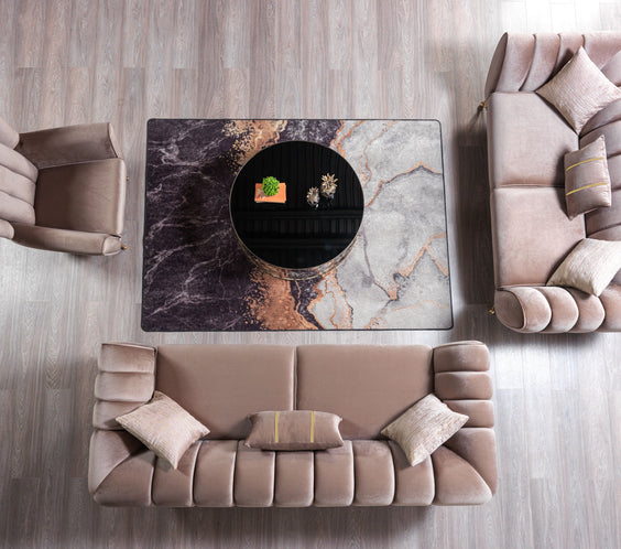 Merida Coffee Velvet Sofa & Loveseat