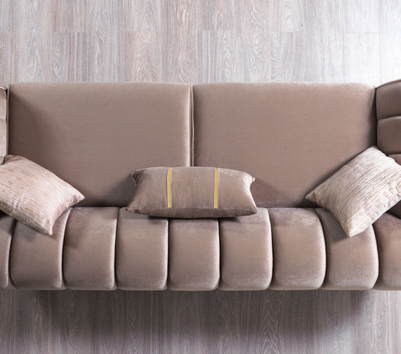 Merida Coffee Velvet Sofa & Loveseat