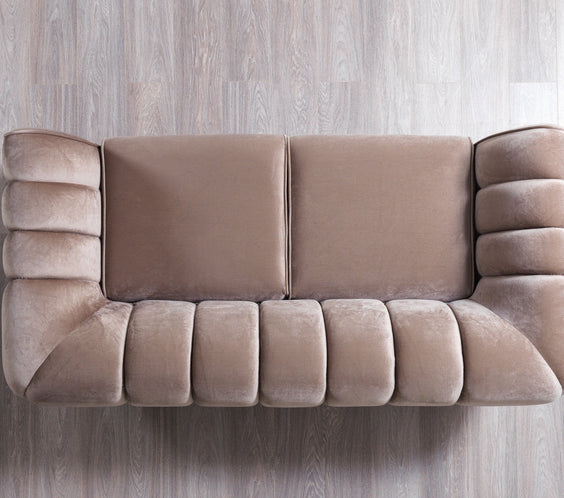 Merida Coffee Velvet Sofa & Loveseat