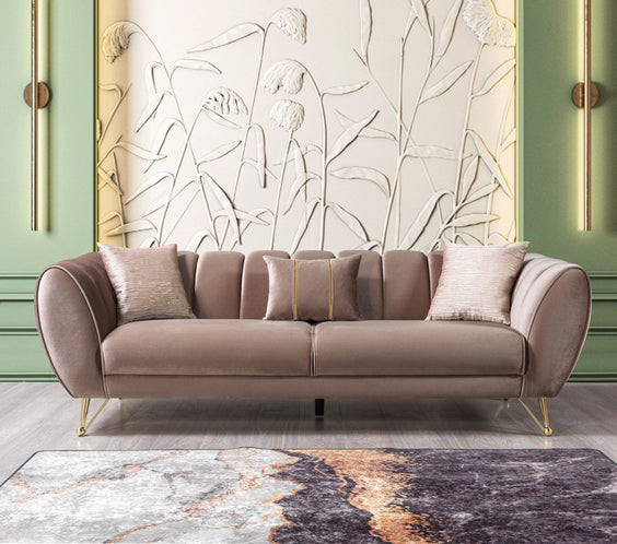 Merida Coffee Velvet Sofa & Loveseat