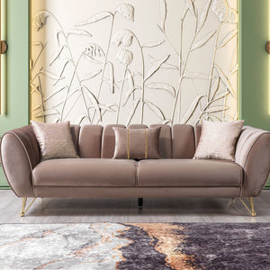 Merida Coffee Velvet Sofa & Loveseat