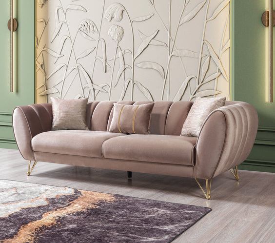 Merida Coffee Velvet Sofa & Loveseat