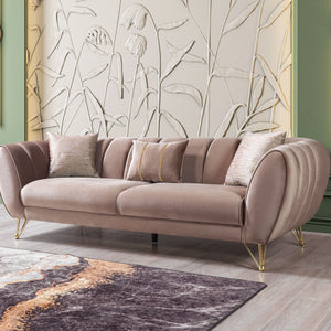 Merida Coffee Velvet Sofa & Loveseat