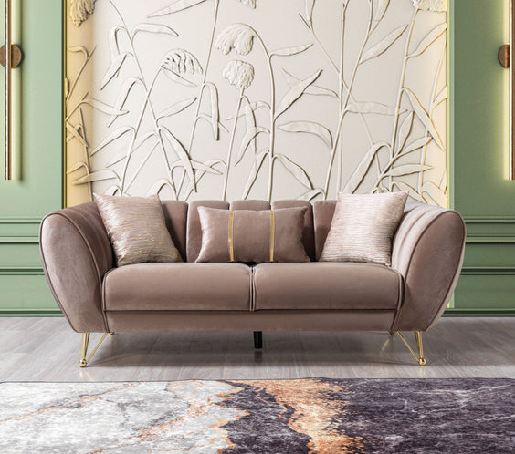 Merida Coffee Velvet Sofa & Loveseat