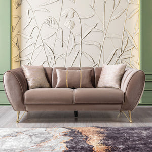 Merida Coffee Velvet Sofa & Loveseat