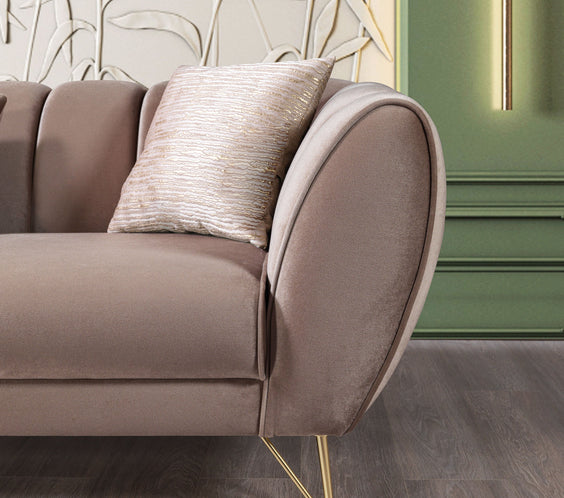 Merida Coffee Velvet Sofa & Loveseat