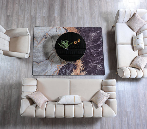 Merida Ivory Velvet Sofa & Loveseat