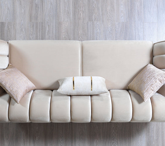 Merida Ivory Velvet Sofa & Loveseat