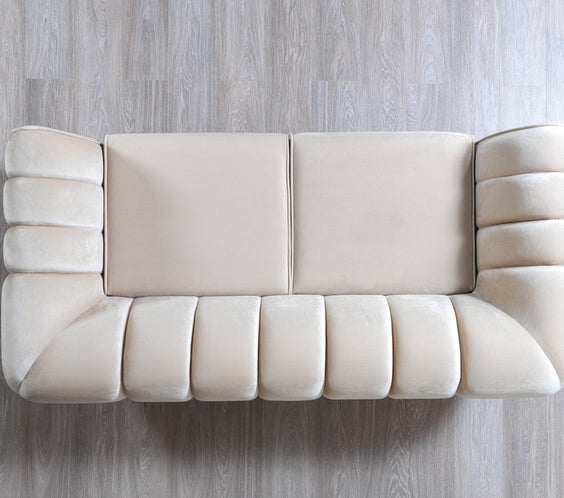 Merida Ivory Velvet Sofa & Loveseat