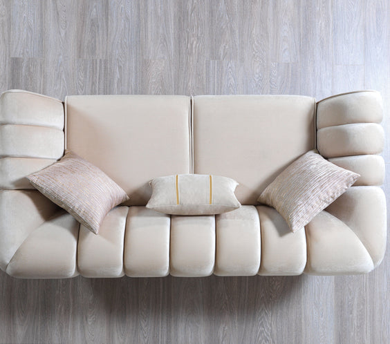 Merida Ivory Velvet Sofa & Loveseat