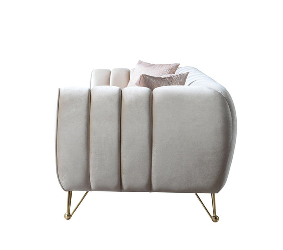 Merida Ivory Velvet Sofa & Loveseat