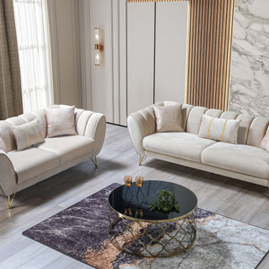 Merida Ivory Velvet Sofa & Loveseat