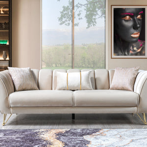 Merida Ivory Velvet Sofa & Loveseat