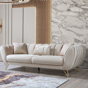 Merida Ivory Velvet Sofa & Loveseat