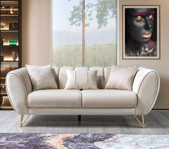 Merida Ivory Velvet Sofa & Loveseat