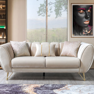 Merida Ivory Velvet Sofa & Loveseat