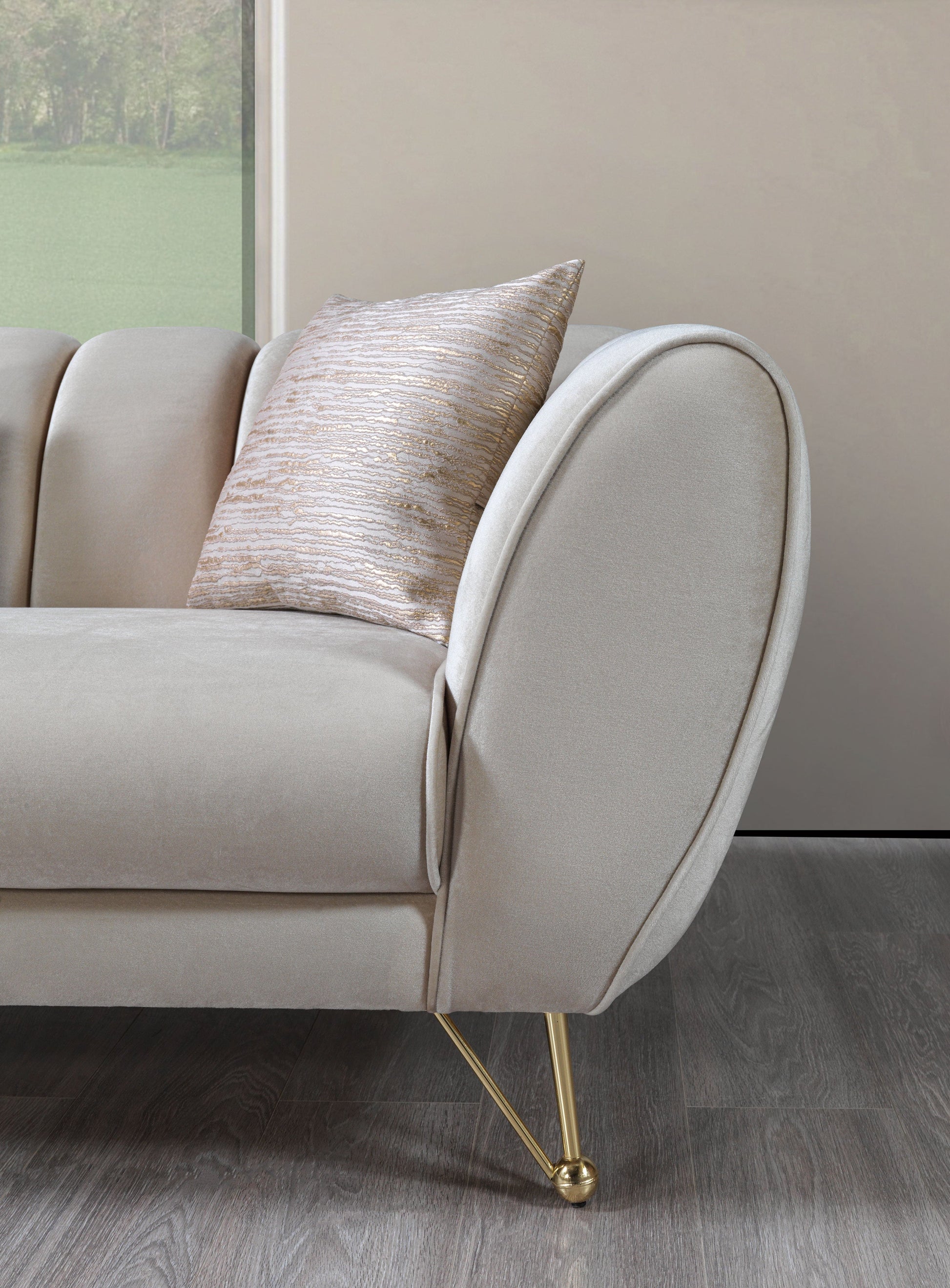 Merida Ivory Velvet Sofa & Loveseat