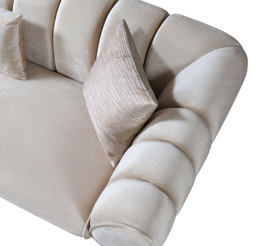 Merida Ivory Velvet Sofa & Loveseat